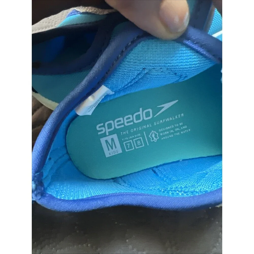 NWT Speedo Boys Kids Medium 7-8 Hybrid Water Shoes Blue Beach Lake Vacation Gift